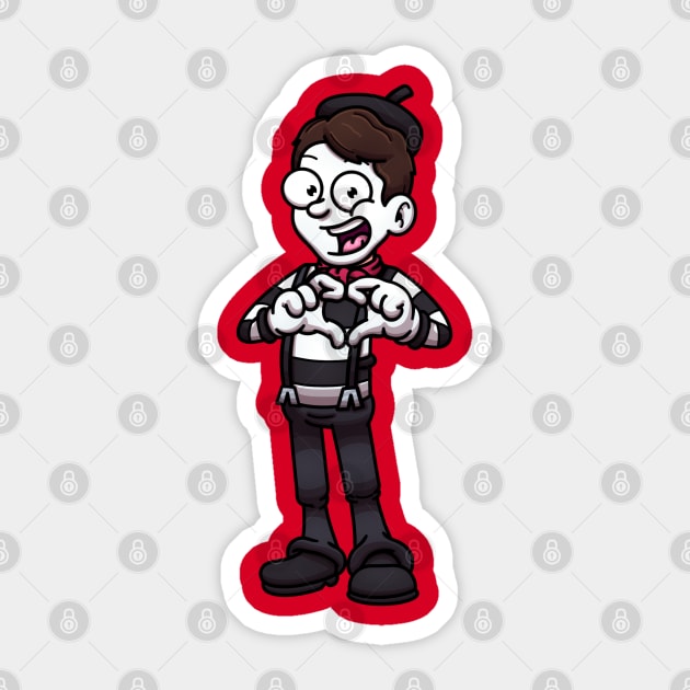 Mime Forming Heart Shape With Hands Sticker by TheMaskedTooner